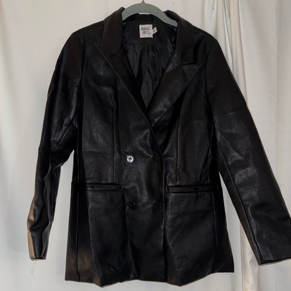 SOLD ~ ELLEN FAUX LEATHER BLAZER - Picture 7 of 12